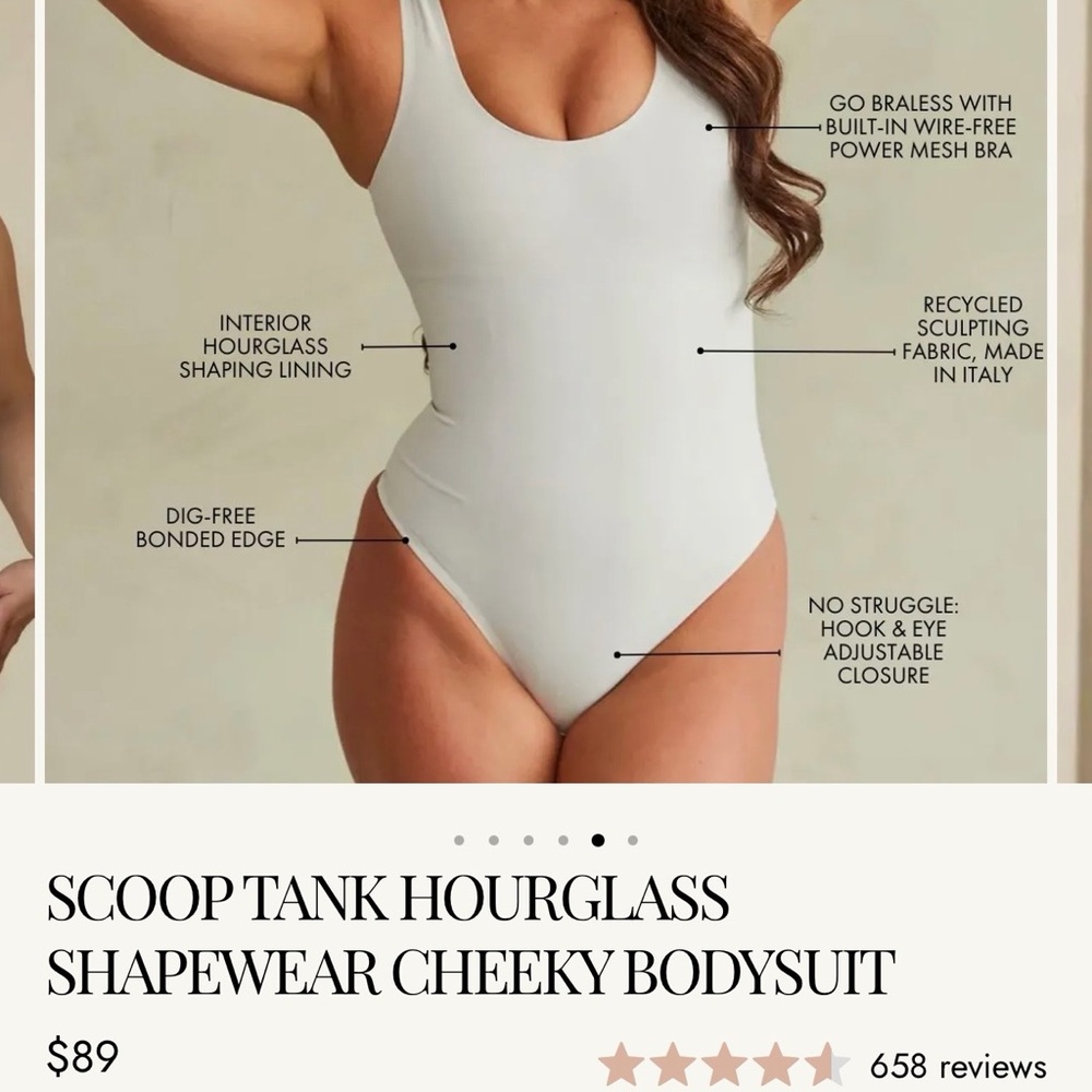 Scoop Tank Hourglass Shapewear Cheeky Bodysuit - White